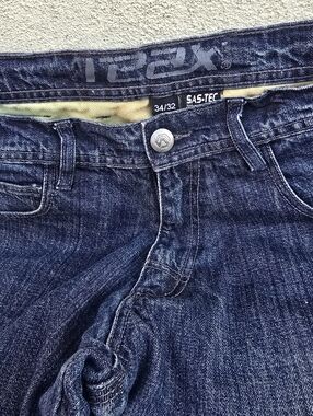 REAX 215 Men's 34x32 Straight Fit Motorcycle Jeans - Classic Dark Blue Wash